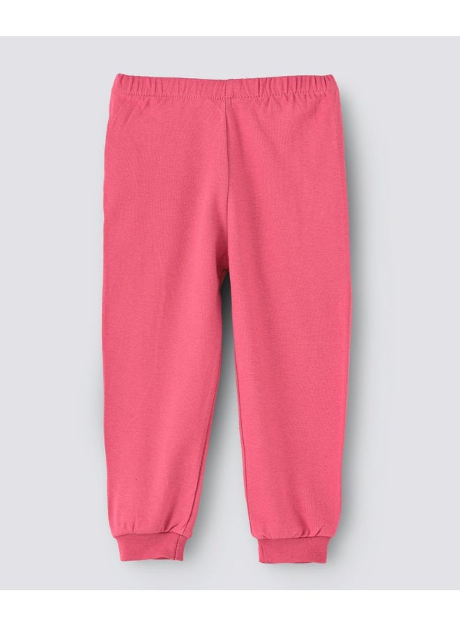 Solid Pattern Mid-Rise Joggers Pink