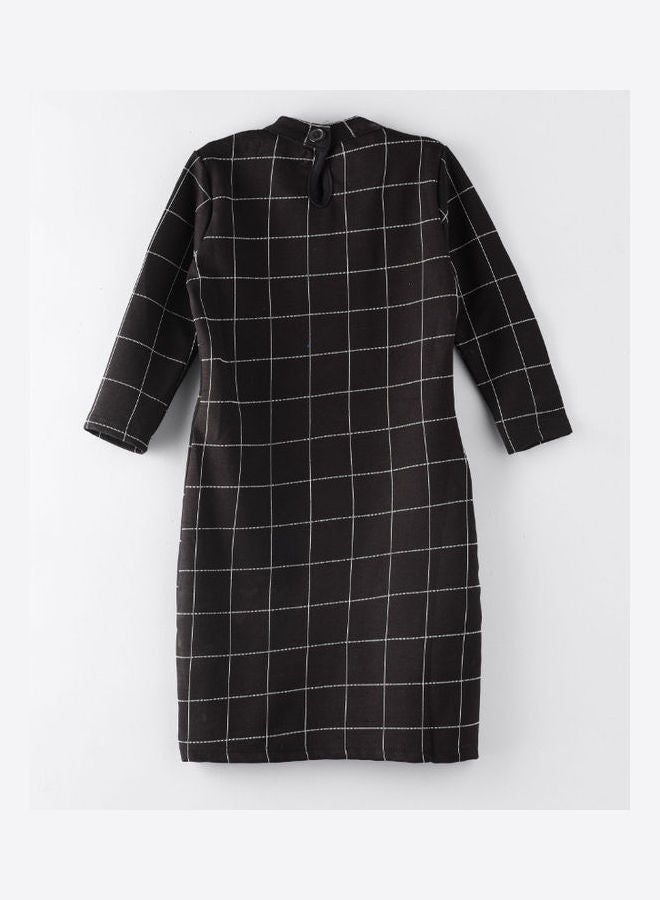 Checks Printed Short Dress Black