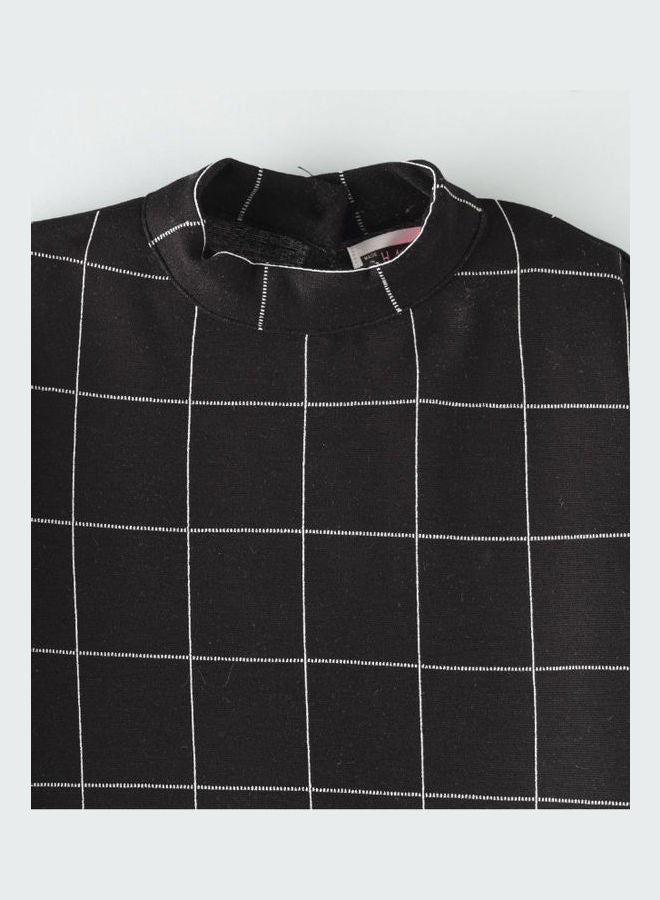 Checks Printed Short Dress Black