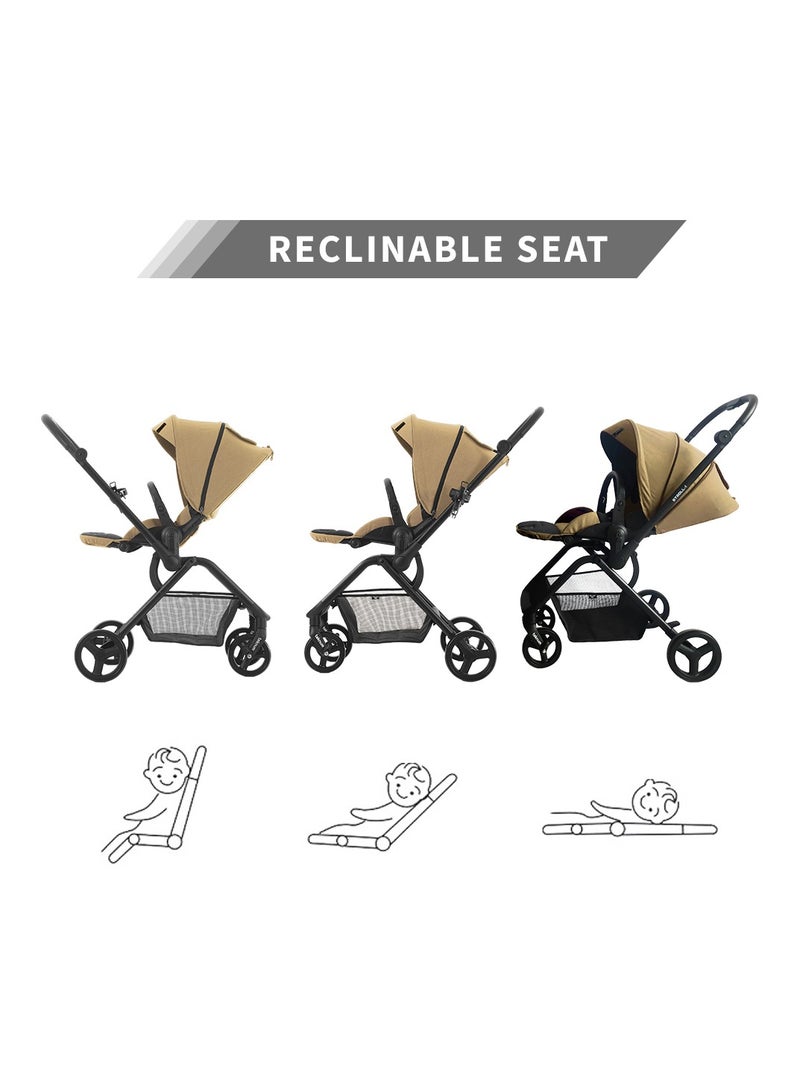 Teknum STROLL1 Travel System with Reversible Stroller and Compacto Baby Car Seat - Khaki