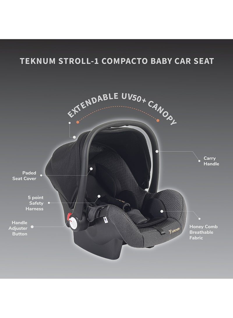 Teknum STROLL1 Travel System with Reversible Stroller and Compacto Baby Car Seat - Khaki