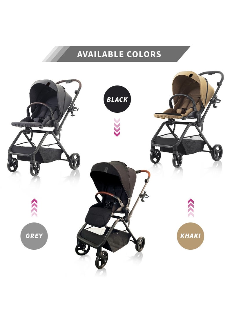 Teknum STROLL1 Travel System with Reversible Stroller and Compacto Baby Car Seat - Khaki