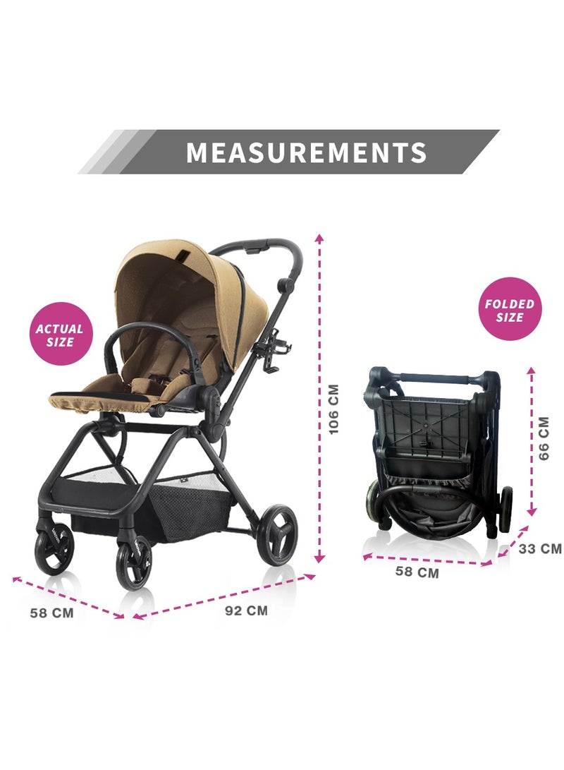 Teknum STROLL1 Travel System with Reversible Stroller and Compacto Baby Car Seat - Khaki