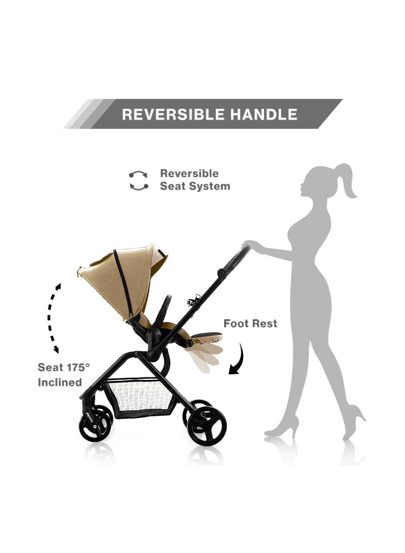 Teknum STROLL1 Travel System with Reversible Stroller and Compacto Baby Car Seat - Khaki