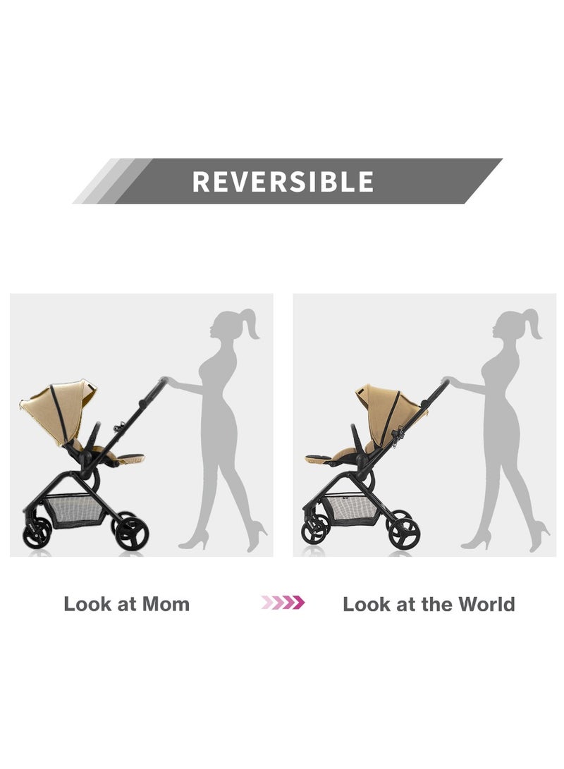 Teknum STROLL1 Travel System with Reversible Stroller and Compacto Baby Car Seat - Khaki