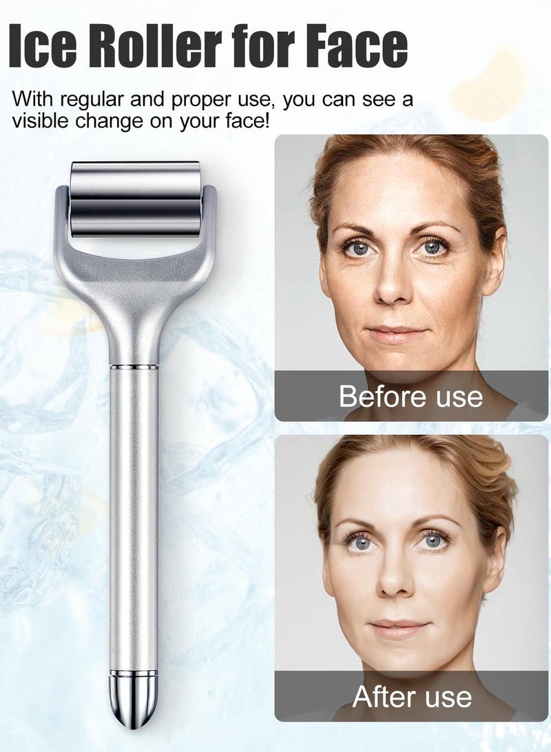 Electric Ice Roller for Face and Eye, Facial Ice Roller Beauty Tools, Electric Massage Ice Roller for Puffiness, Ice Face Eye Massage Roller for Reducing Puffiness, Fine Lines and Wrinkles (White)