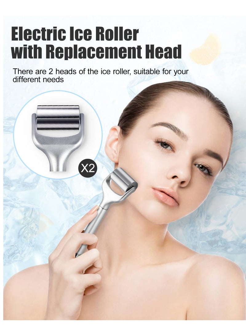Electric Ice Roller for Face and Eye, Facial Ice Roller Beauty Tools, Electric Massage Ice Roller for Puffiness, Ice Face Eye Massage Roller for Reducing Puffiness, Fine Lines and Wrinkles (White)