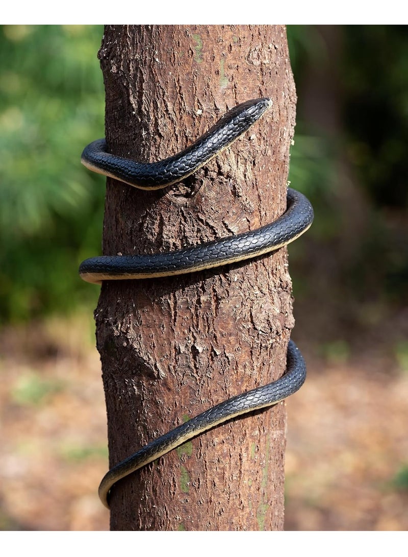 Realistic Rubber Snake, Scary Fake Snake to Keep Birds Away Garden, Large Black Snake Pranks Toy for Garden Props, Halloween Decoration, Kids Toy