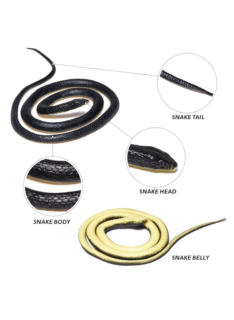 Realistic Rubber Snake, Scary Fake Snake to Keep Birds Away Garden, Large Black Snake Pranks Toy for Garden Props, Halloween Decoration, Kids Toy