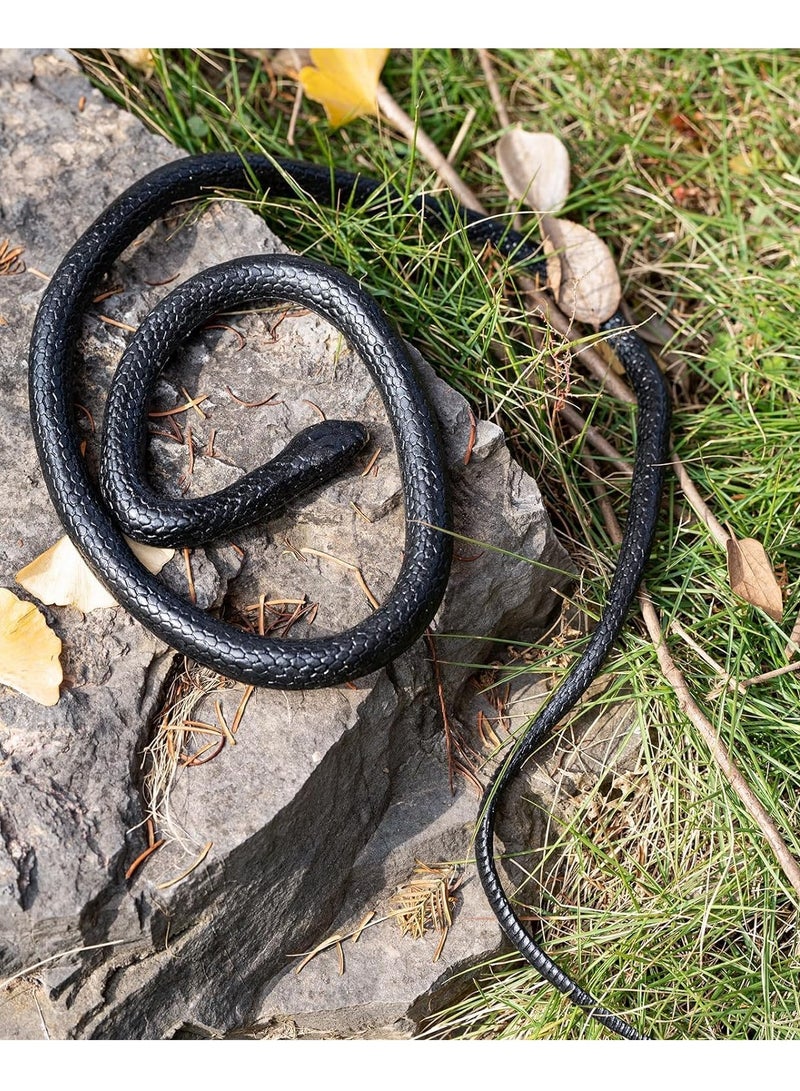 Realistic Rubber Snake, Scary Fake Snake to Keep Birds Away Garden, Large Black Snake Pranks Toy for Garden Props, Halloween Decoration, Kids Toy