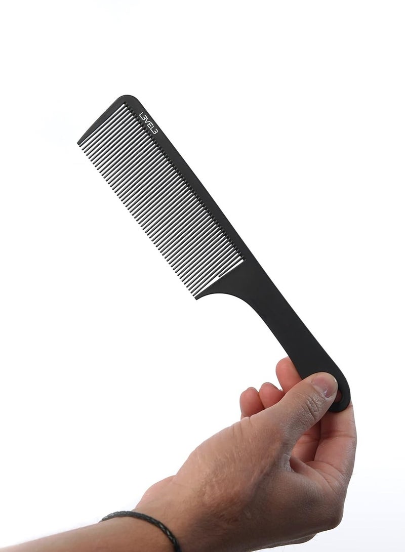 Level 3 Carbon Comb Set - Professional Salon and Barbershop Quality - Barbers and Hair Stylist