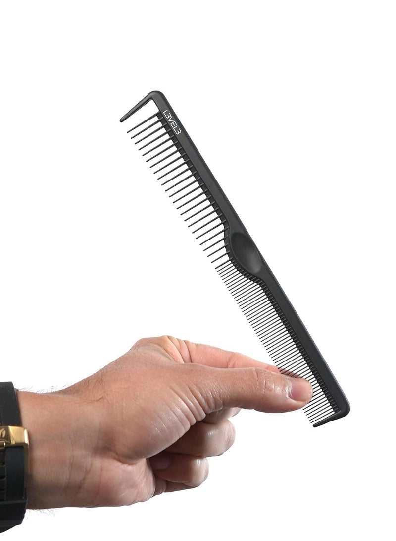 Level 3 Carbon Comb Set - Professional Salon and Barbershop Quality - Barbers and Hair Stylist