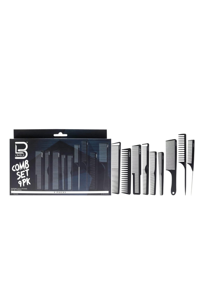 Level 3 Carbon Comb Set - Professional Salon and Barbershop Quality - Barbers and Hair Stylist