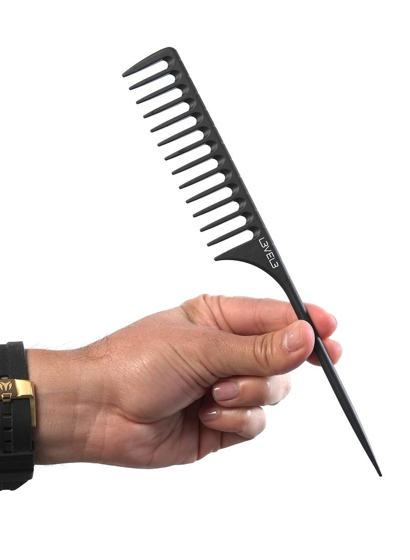 Level 3 Carbon Comb Set - Professional Salon and Barbershop Quality - Barbers and Hair Stylist