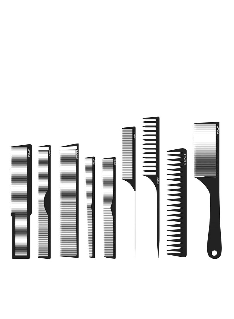 Level 3 Carbon Comb Set - Professional Salon and Barbershop Quality - Barbers and Hair Stylist