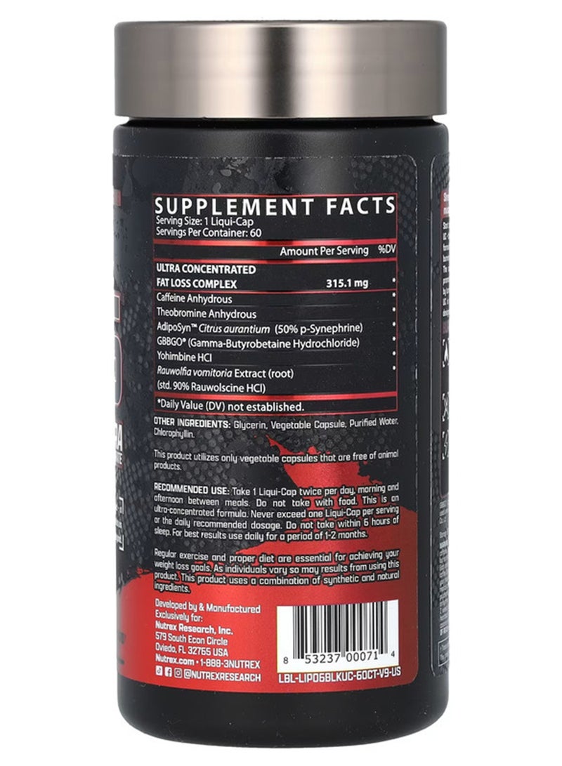 Ultra Concentration Lipo 6 Black Supplement 60  Capsules