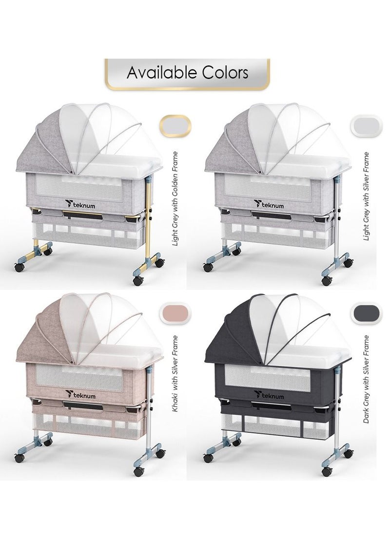 Moonlight Bedside Crib, Horizontally Adjustable - Dark Grey