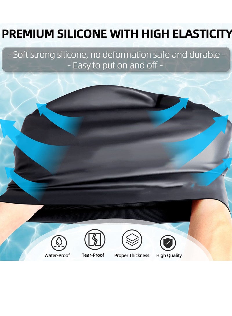 Extra Large Swim Cap, Braids and Dreadlocks Extensions Weaves Long Hair, Waterproof Silicone Cover Ear Bath Pool Shower Swimming Cap for Adult Youth to Keep Hair Dry, Easy to Put On and Off