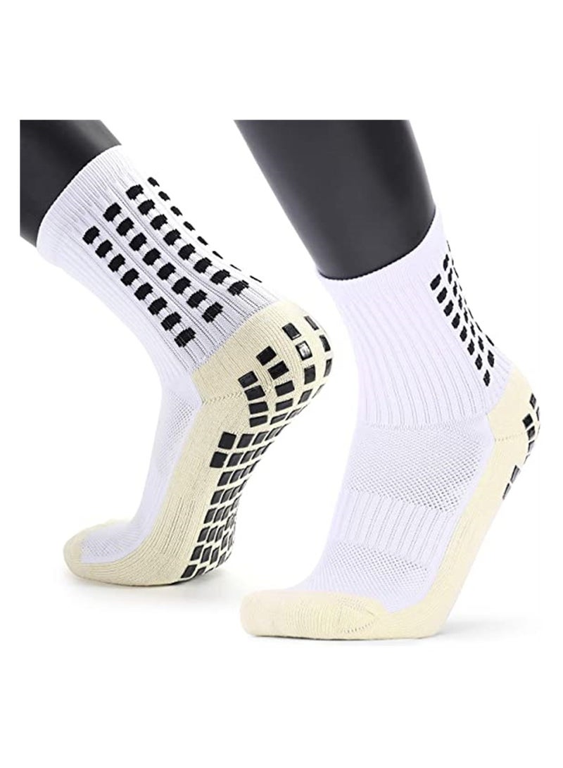 ELECDON 2 Pcs Unisex Non Slip Sport Soccer Socks, Breathable Comfortable Athletic Football Basketball Hockey Sports Grip Socks with Rubber Dots for Men and Women