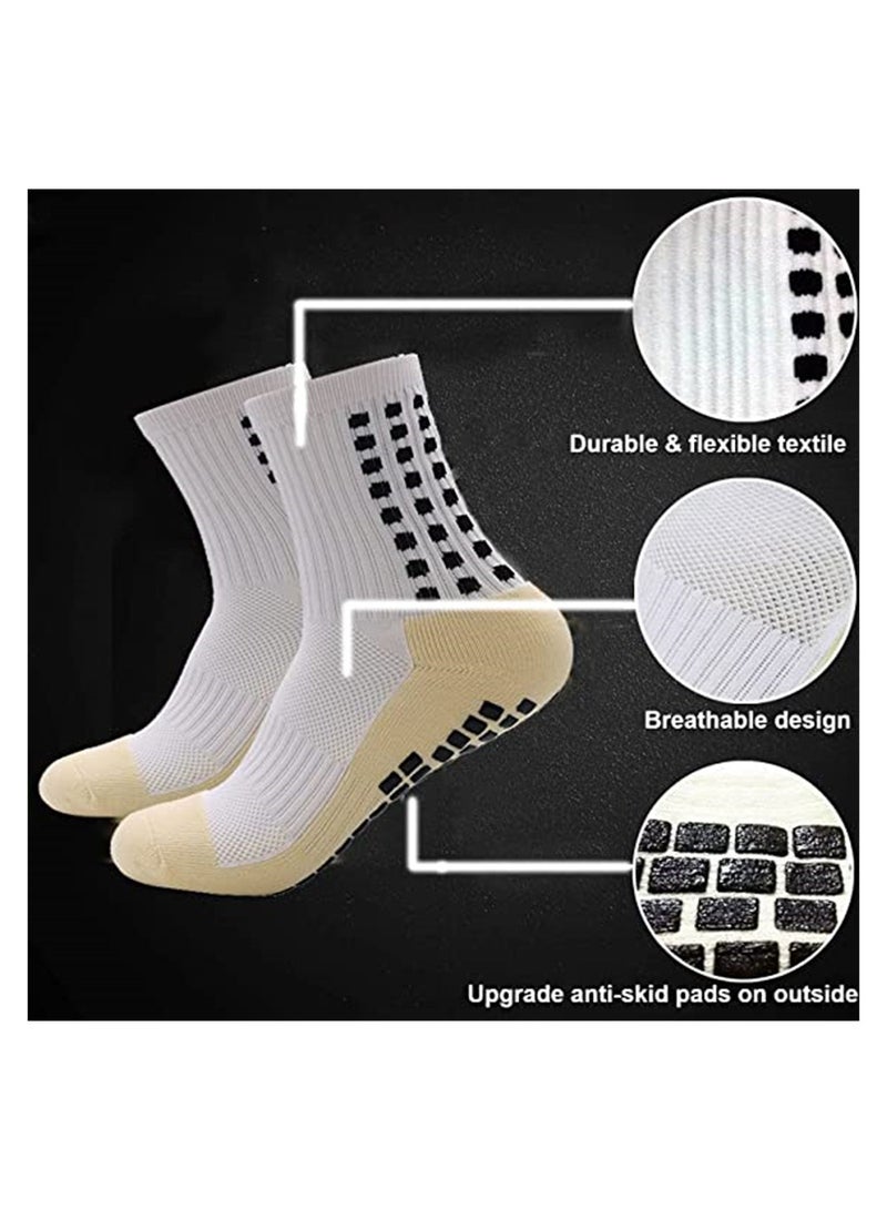 ELECDON 2 Pcs Unisex Non Slip Sport Soccer Socks, Breathable Comfortable Athletic Football Basketball Hockey Sports Grip Socks with Rubber Dots for Men and Women