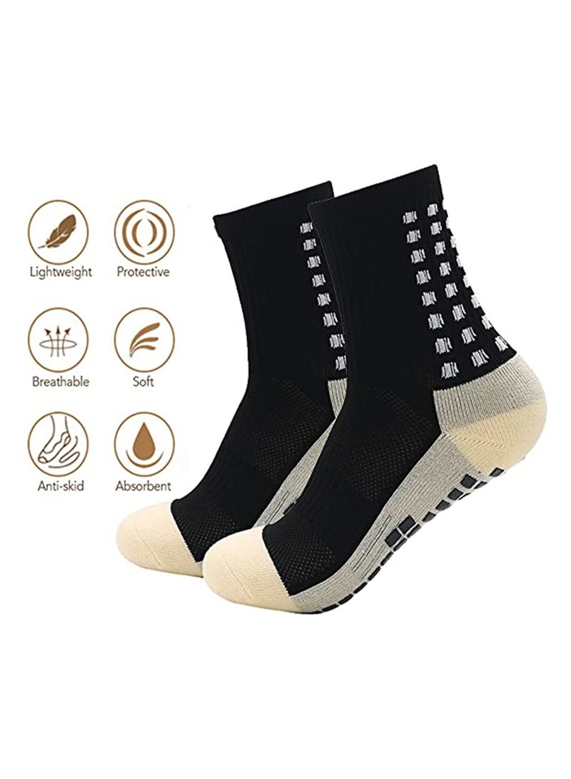 ELECDON 2 Pcs Unisex Non Slip Sport Soccer Socks, Breathable Comfortable Athletic Football Basketball Hockey Sports Grip Socks with Rubber Dots for Men and Women