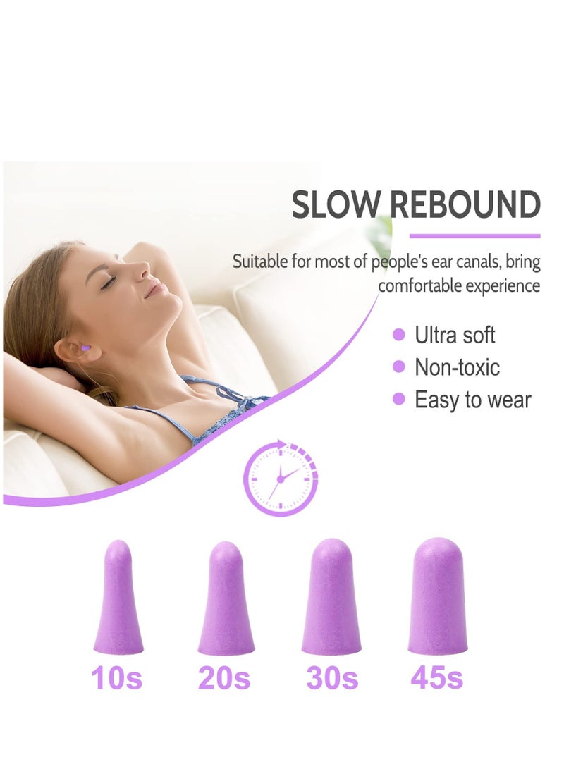 Ultra Soft Foam Earplugs Sleep 38dB Noise Cancelling Ear Plugs for Sleeping Shooting Snoring Work Loud 60 Pairs Purple
