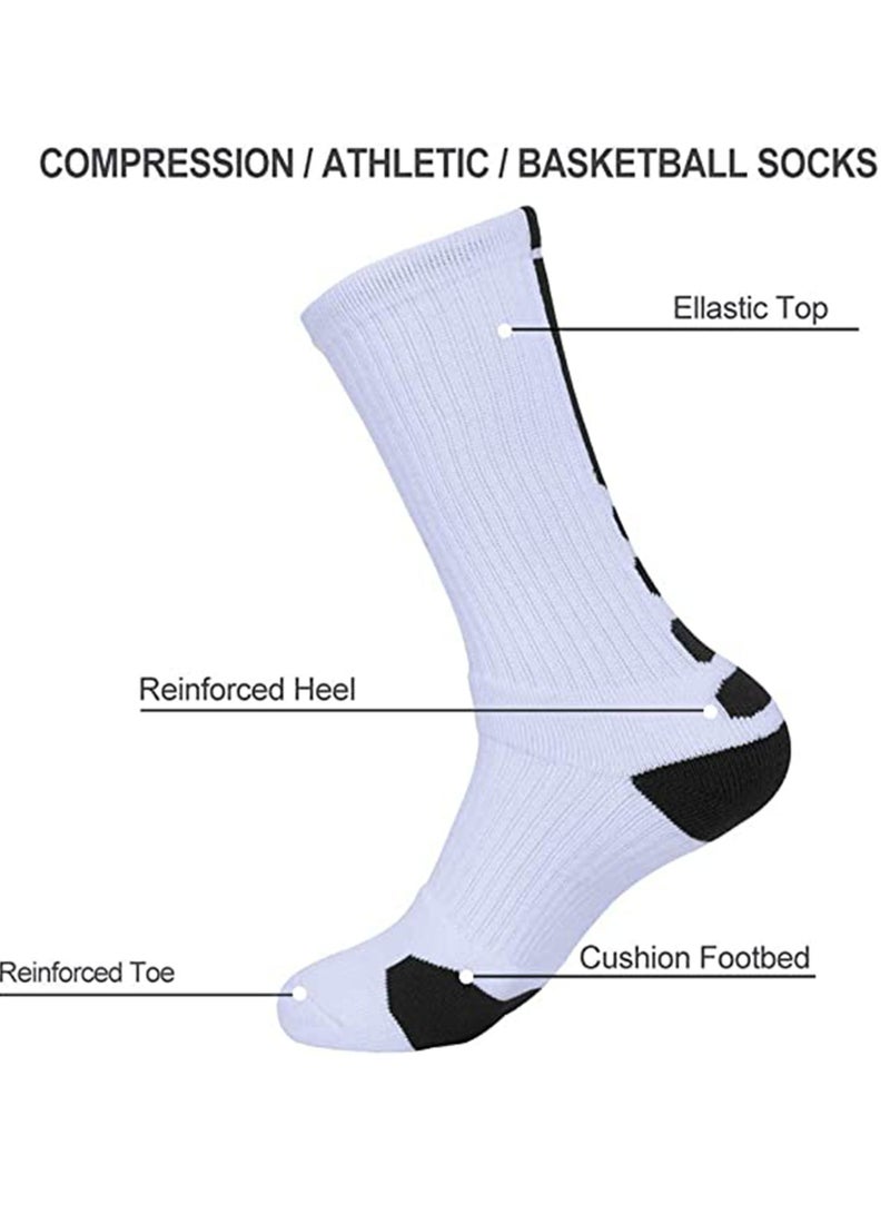 4 Pairs Basketball Socks for Men Running Training Boys Compression Cotton Sock Men Athletic Crew Socks Performance Thick Cushioned Sport Lightweight and Breathable