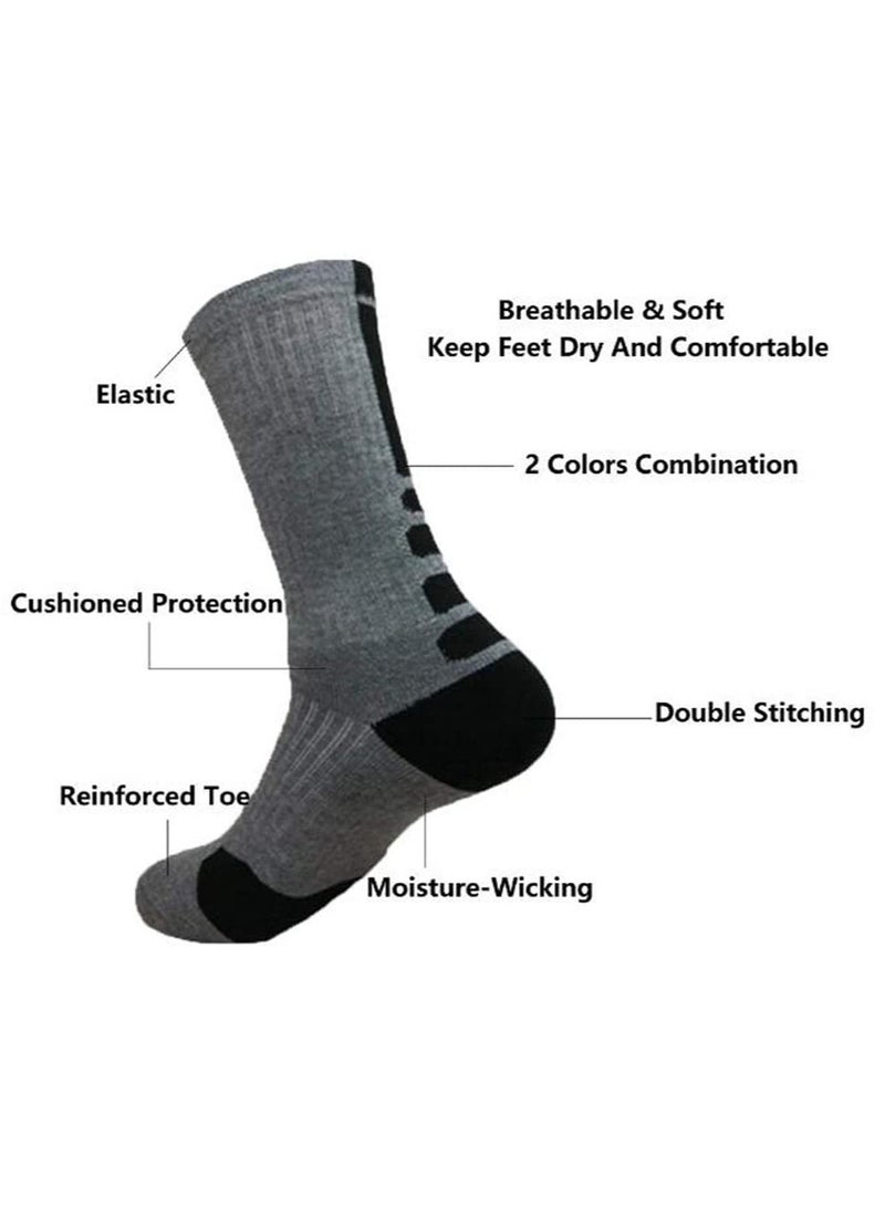 4 Pairs Basketball Socks for Men Running Training Boys Compression Cotton Sock Men Athletic Crew Socks Performance Thick Cushioned Sport Lightweight and Breathable