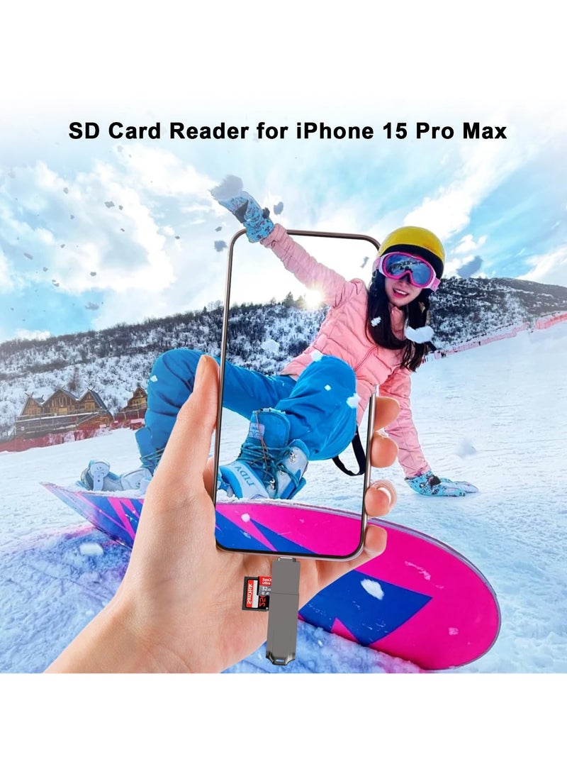 USB C and USB 3.0 SD Card Reader, 2-in-1 Zinc Alloy Card Reader for SDXC, SDHC, MMC, RS-MMC, Micro SDXC, Micro SD, Micro SDHC, UHS-I Cards Compatible with iPhone 15, MacBook, iPad and Android
