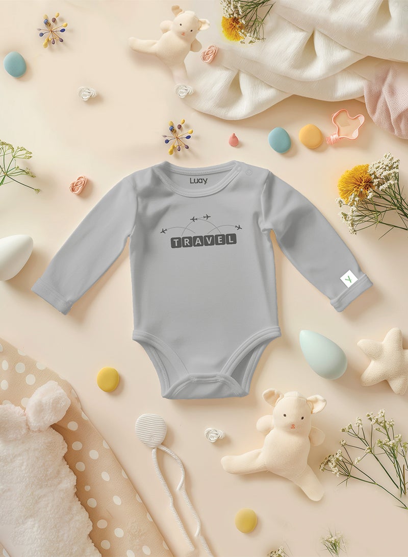 LUAY Unisex 100% Bamboo based Ultra-Soft fabric Onesies with Travel Texture-Grey
