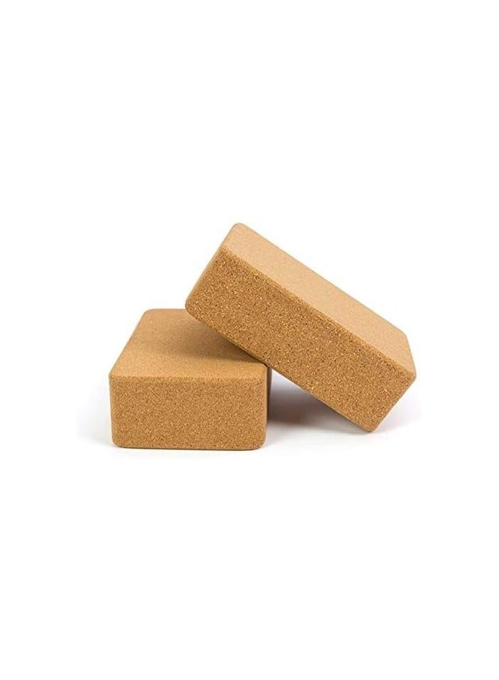 Cork Yoga Blocks, 2 Pack, 22.8x15.2x7.6cm, High Density Solid Natural Cork Yoga Brick with Comfortable Edge to Improve Balance, Strength and Flexibility