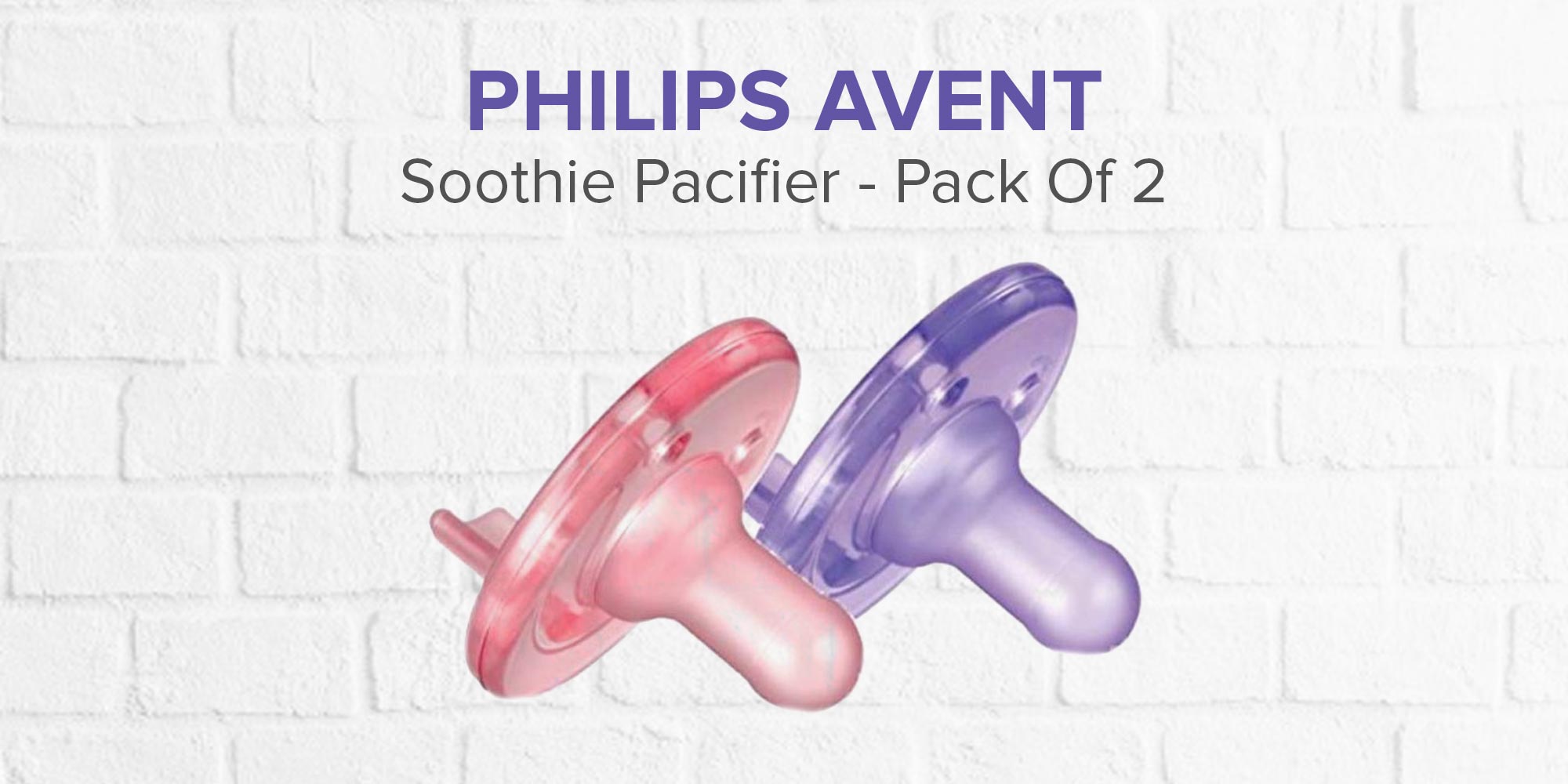 Free-Bpa and Latex Silicone Soothie Pacifier, Pack of 2, Pink/Purple - SCF190/02