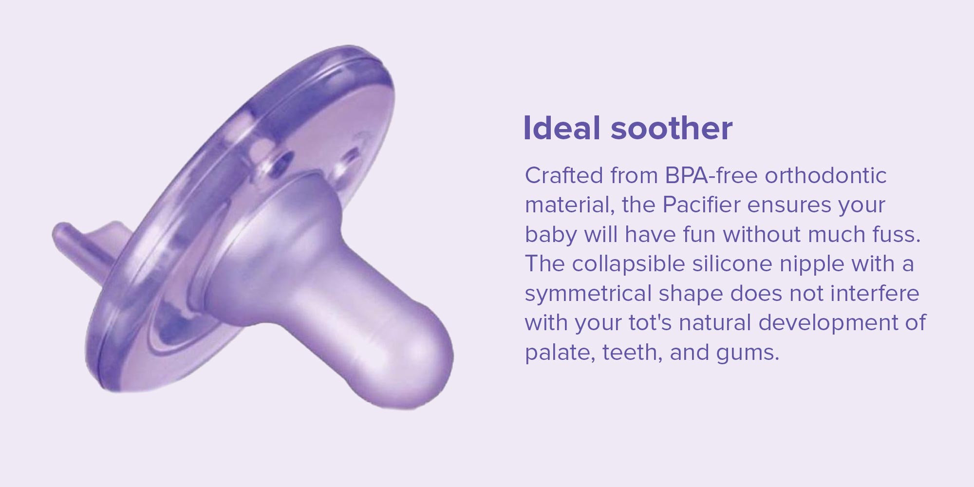 Free-Bpa and Latex Silicone Soothie Pacifier, Pack of 2, Pink/Purple - SCF190/02