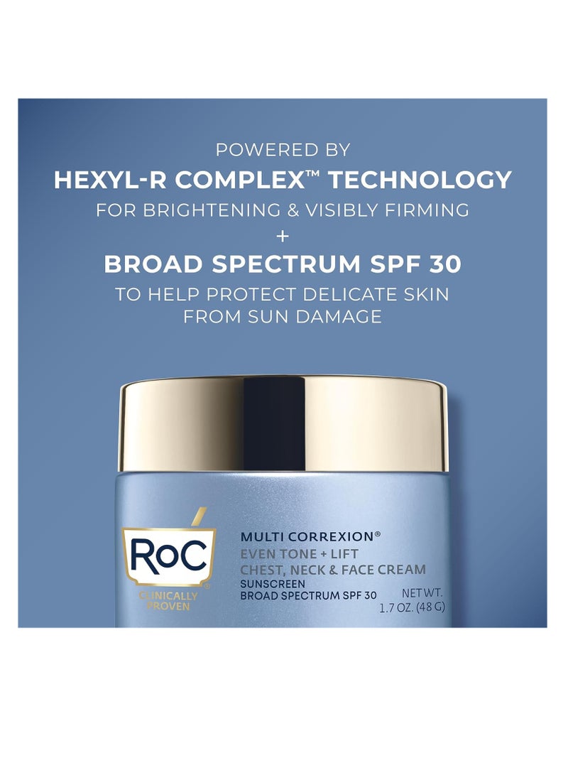 RoC Multi Correxion 5 in 1 Chest, Neck, and Face Moisturizer Cream with SPF 30, for Neck Firming and Wrinkles, Vitamin E & Shea Butter, Oil Free Skin Care, 1.7 Ounces