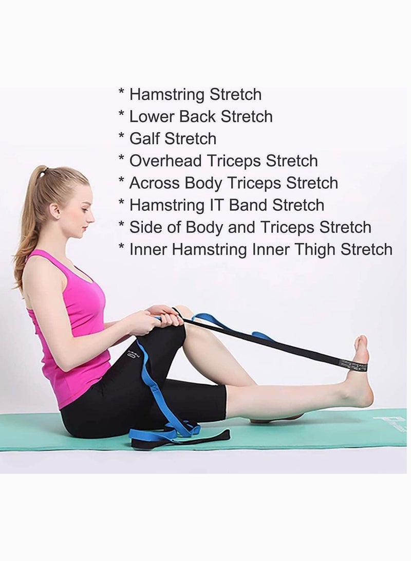 Stretching Strap, SYOSI Multi-Grip Flexibility Leg Stretch Band Durable Exercise Belt for Rehab Yoga Pilates Dance and Gymnastics, Blue, 2 Meters