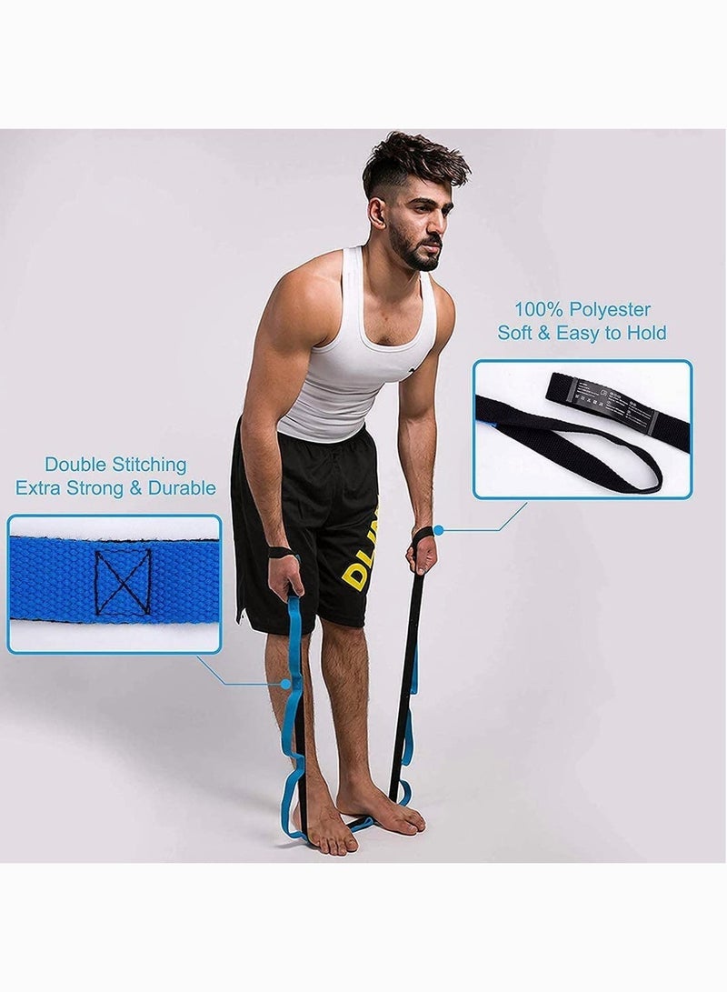 Stretching Strap, SYOSI Multi-Grip Flexibility Leg Stretch Band Durable Exercise Belt for Rehab Yoga Pilates Dance and Gymnastics, Blue, 2 Meters