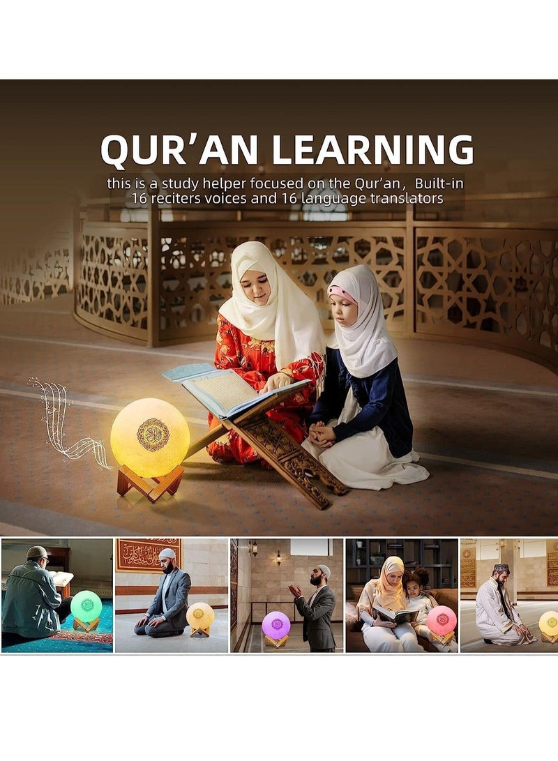 Moon Lamp Quran Speaker  Kids Night Light Galaxy Lamp 7 Colors LED 3D Star Moon Light with Stand Remote & Touch & APP Control USB Rechargeable Quran Recitation Eid Mubarak hajj Gifts