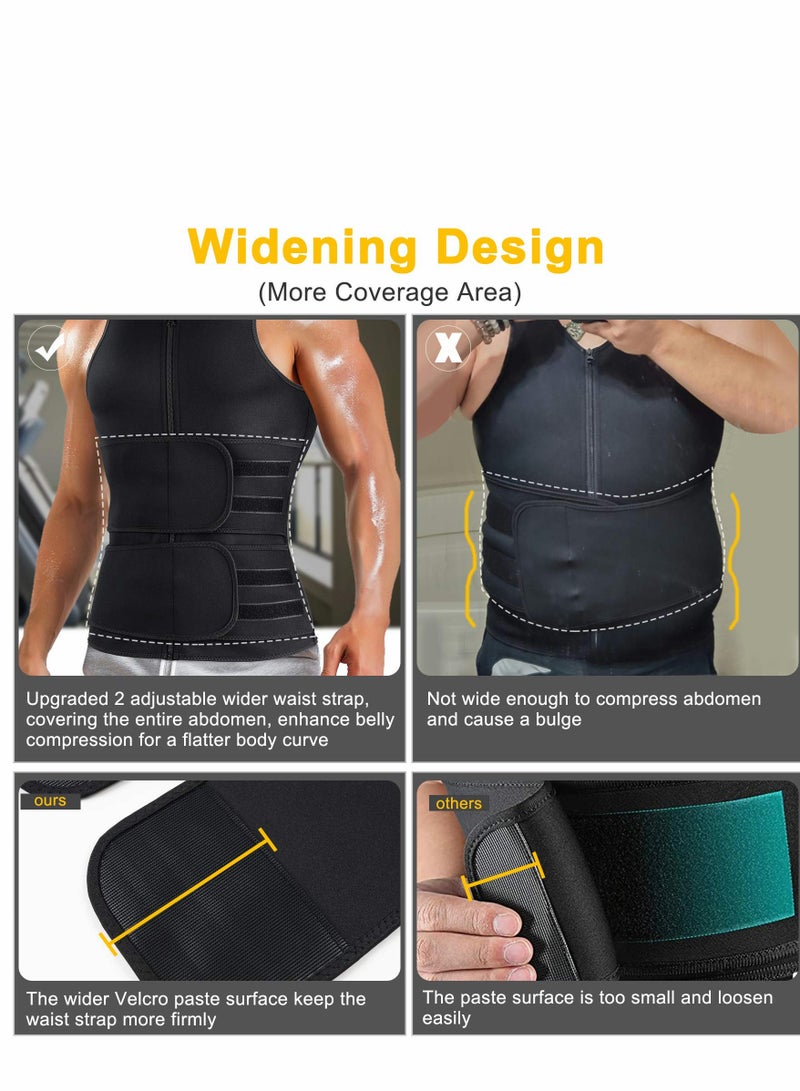 Men Waist Trainer Vest, Sauna Vest for Men, Zipper Neoprene Sauna Sweat Suit Tank, Top Workout （ L ）