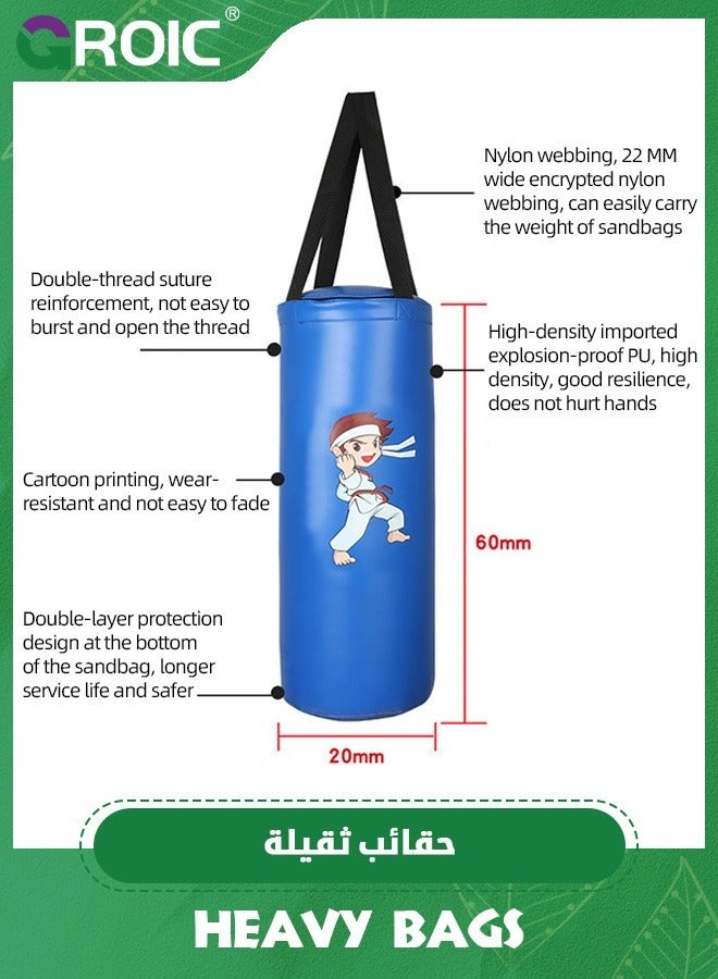 Punching Bag for Kids Boxing Set，PU Leather & Adjustable Height Strap - Boxing Bag Set with Boxing Gloves,Boxing MMA Kickboxing Muay Thai Karate Punching Bag