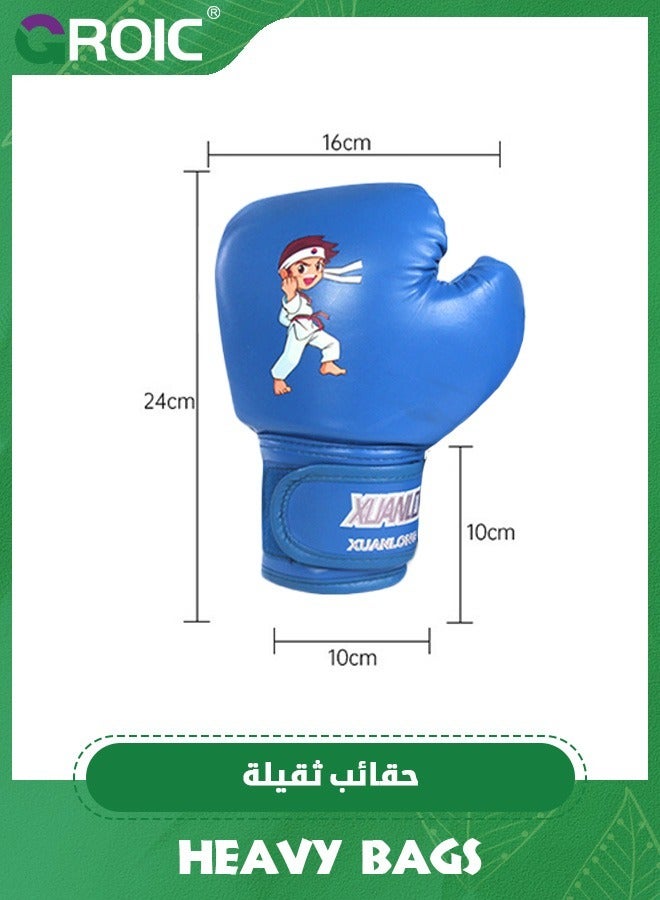 Punching Bag for Kids Boxing Set，PU Leather & Adjustable Height Strap - Boxing Bag Set with Boxing Gloves,Boxing MMA Kickboxing Muay Thai Karate Punching Bag