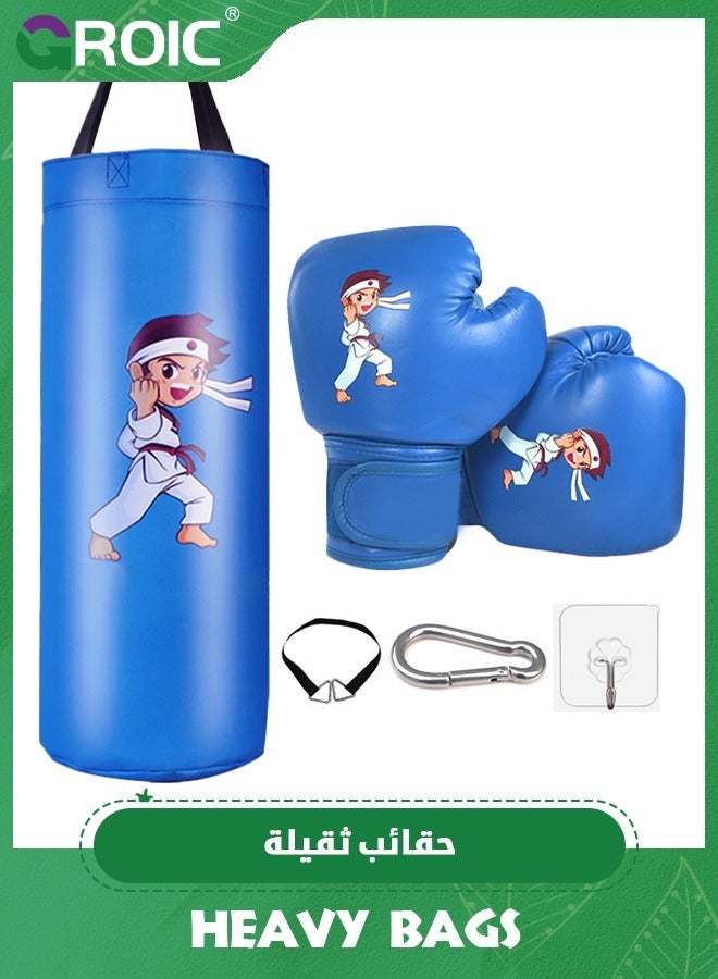 Punching Bag for Kids Boxing Set，PU Leather & Adjustable Height Strap - Boxing Bag Set with Boxing Gloves,Boxing MMA Kickboxing Muay Thai Karate Punching Bag