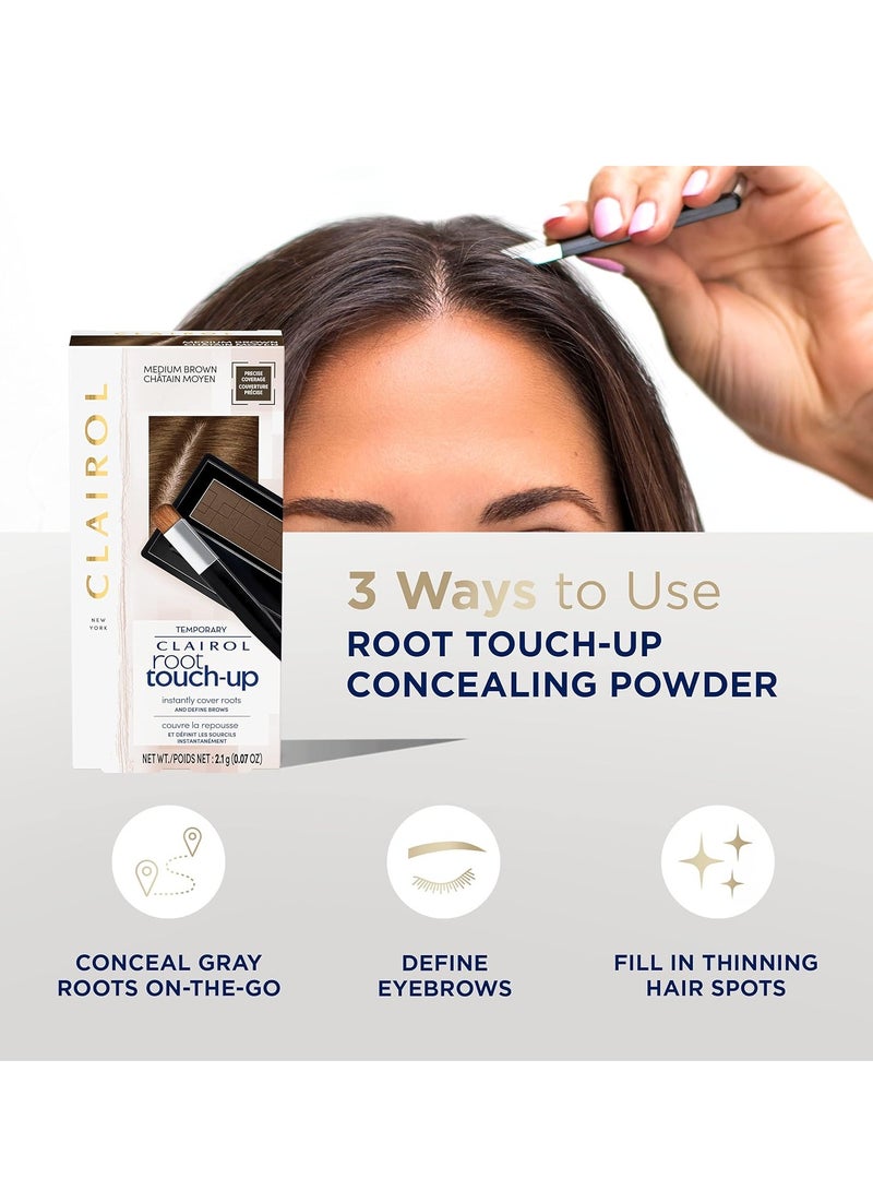 Clairol Root Touch-Up Temporary Concealing Powder, Medium Brown Hair Color, 0.07 Ounce (Pack of 1)