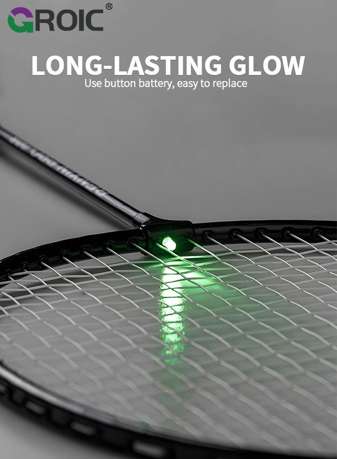 1 Pairs LED Badminton Rackets Set with 2 LED Glowing Badminton Balls and Carrying Bag Included, Glow in The Dark Badminton Racket Set Led Tennis Racket Set with 2 Light-up Badminton Balls