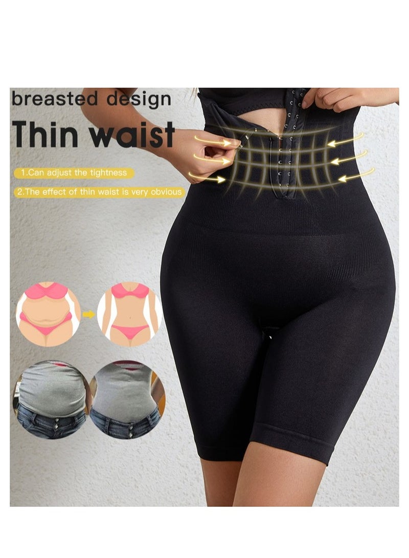 Women's High Waist Postpartum Shapewear Adjustable Tummy Control Seamless Flat Angle Shaping Shorts Black