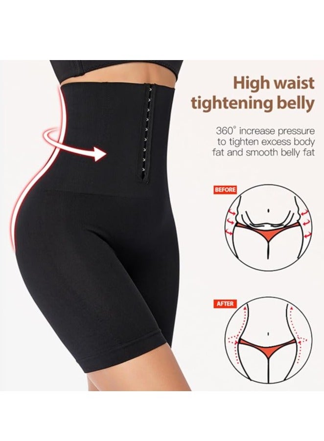 Women's High Waist Postpartum Shapewear Adjustable Tummy Control Seamless Flat Angle Shaping Shorts Black