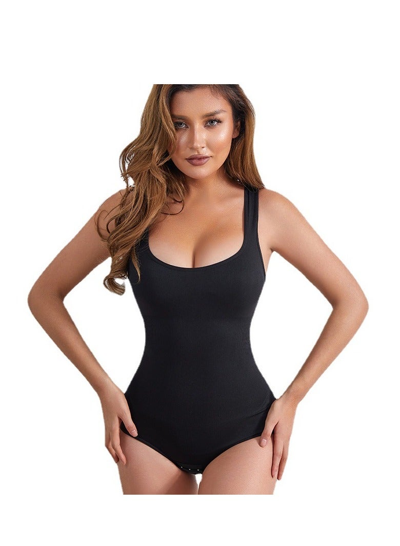 Bodysuit For Women Tummy Control Shapewear Mid-Thigh Seamless Full Body Shaper Black