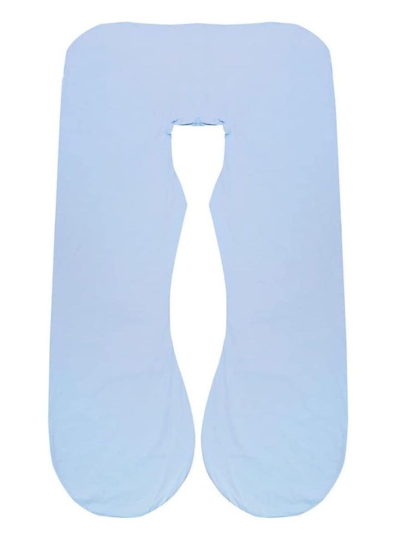 Maternity Pillow, U Shape Maternity Full Body Pillow With Zipper Removable Cover, Maternity Back, Hip, Leg, Belly Support (Blue Cotton)