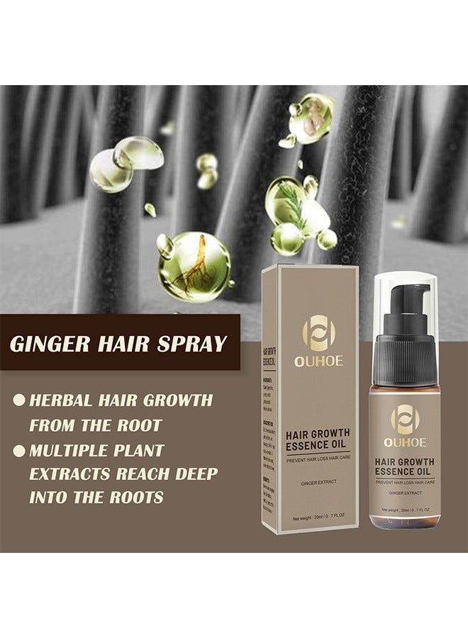 Ginger Extract Hair Growth Spray,  7 Day Rapid Growth Hair Serum Essence Oil Regrow, Ginger Essential Oil Stop Hair Loss Hair, Thinning Treatment Hair Growth Oil for Women & Men 20ml