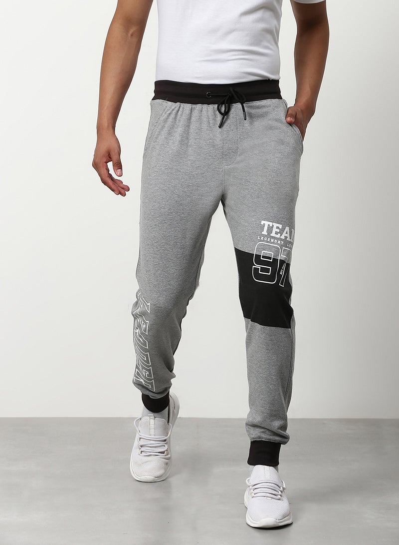 Regular Fit Joggers Grey Melange/White