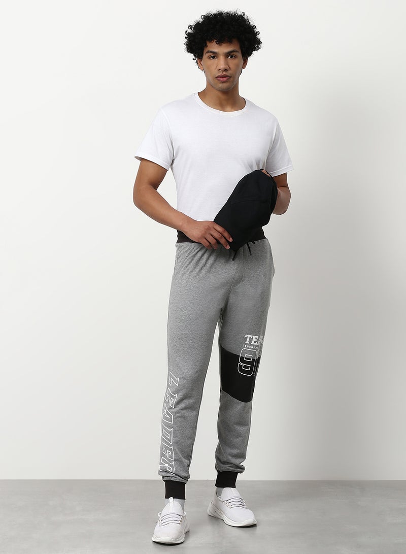 Regular Fit Joggers Grey Melange/White